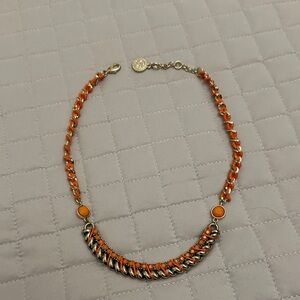 Jessica Simpson Vibrant Orange and Silver Necklace